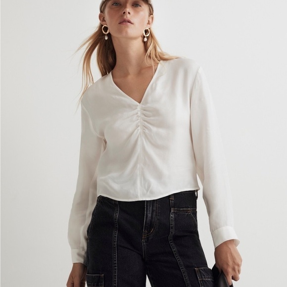 Madewell Brushed Ruched-Front Top lighthouse - Picture 3 of 6